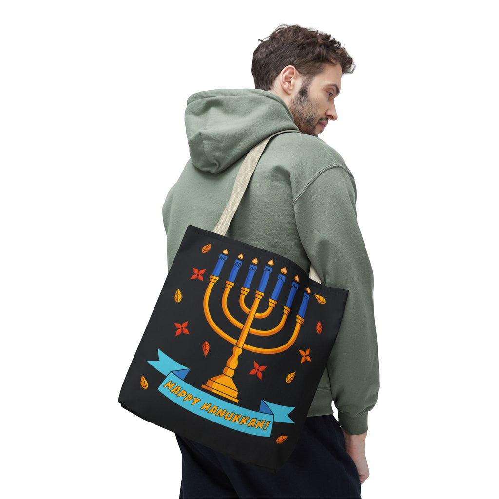 Hanukkah Menorah Tote Bag – "Happy Hanukkah" Holiday Gift Tote