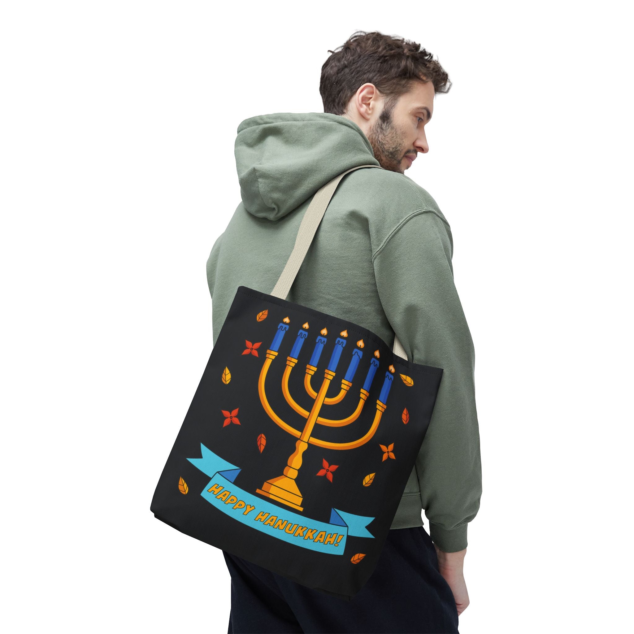 Hanukkah Menorah Tote Bag – "Happy Hanukkah" Holiday Gift Tote