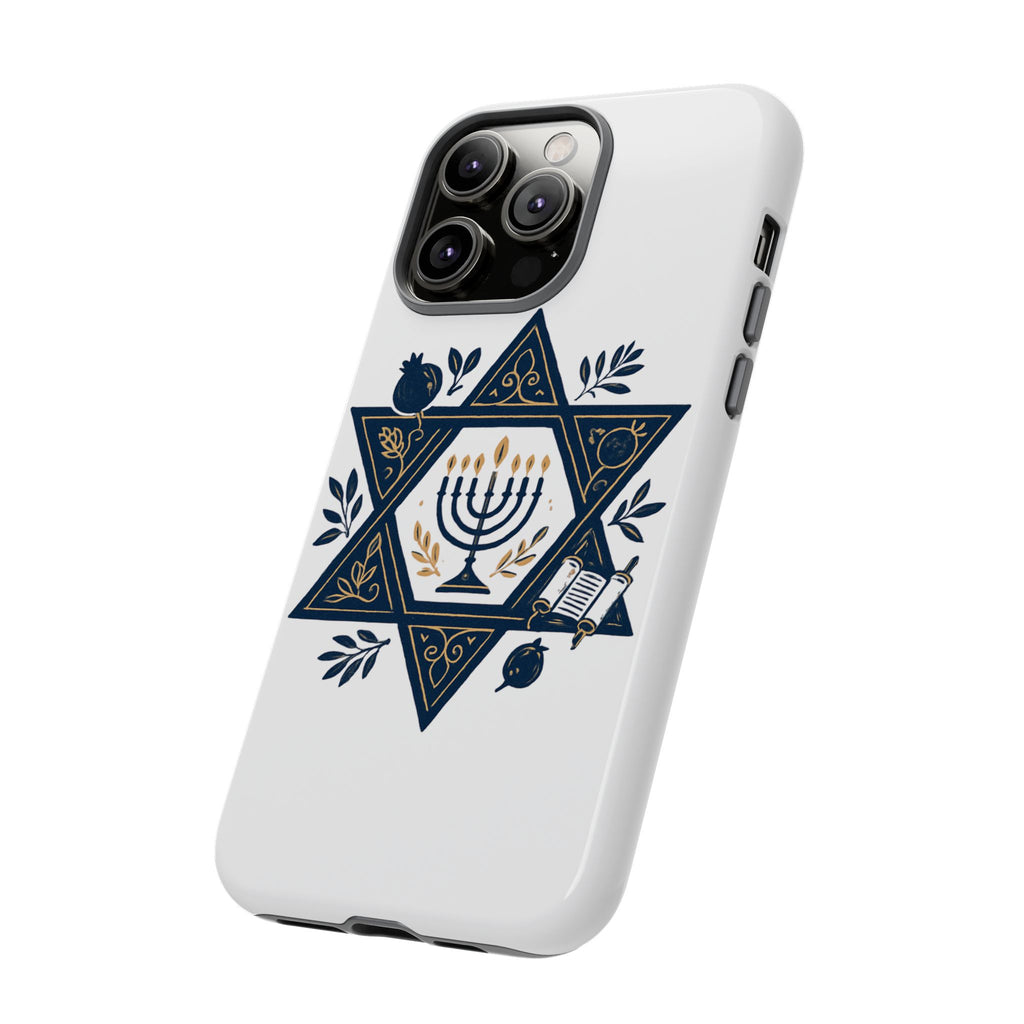 Jewish Star of David Menorah Phone Case — Jewish Hanukkah Symbol Protective Cover