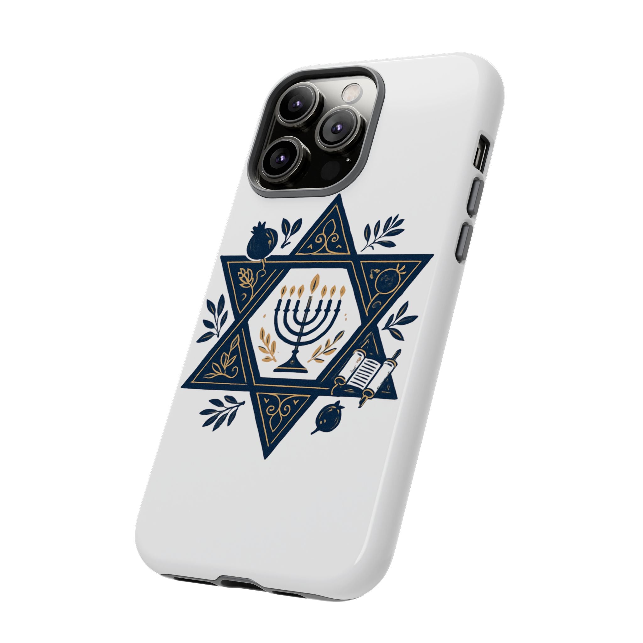 Jewish Star of David Menorah Phone Case — Jewish Hanukkah Symbol Protective Cover