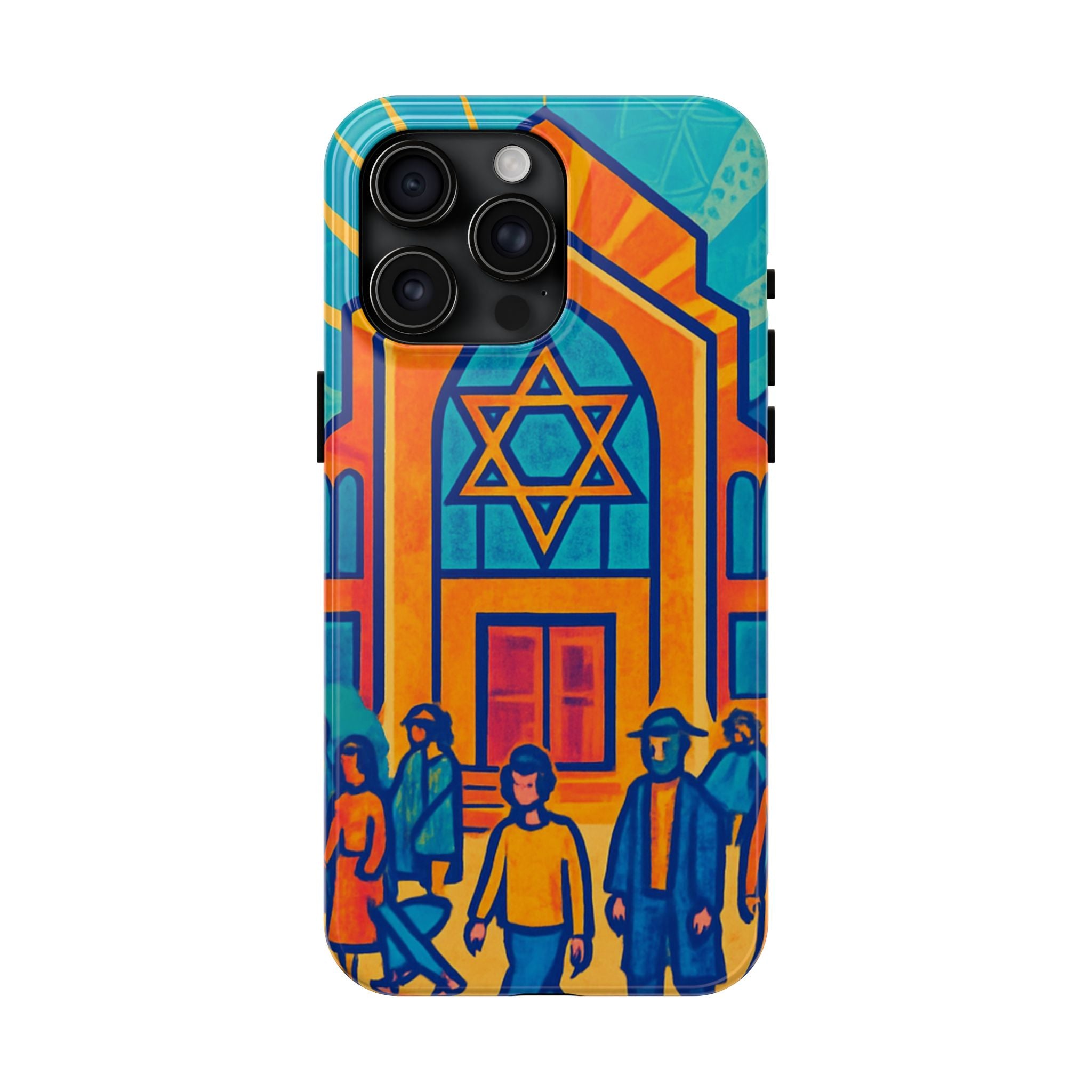 Jewish Synagogue Art Tough Phone Case — Colorful Jewish Community Design