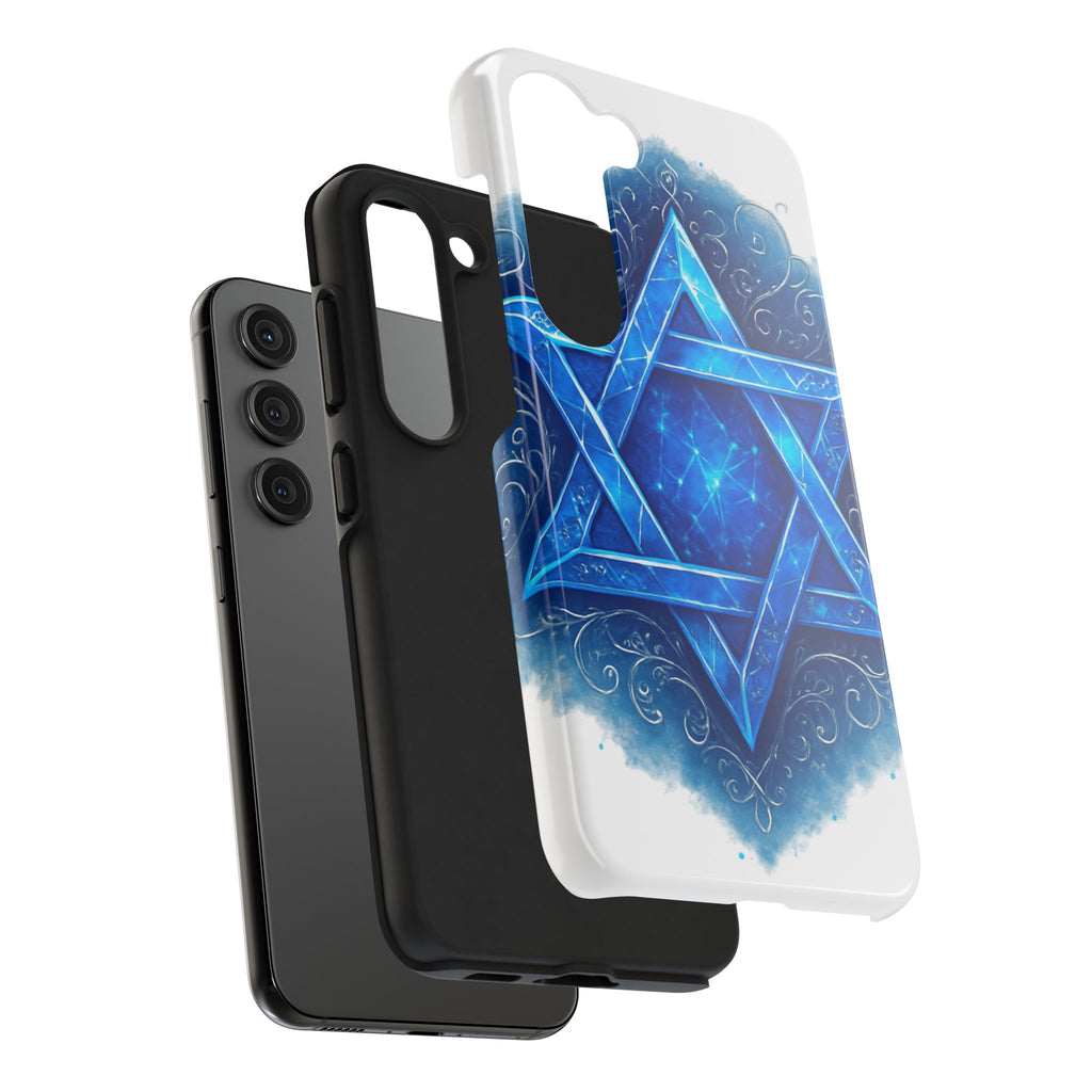 Jewish Star of David Blue Watercolor Tough Phone Case — Protective Jewish Symbol Phone Cover