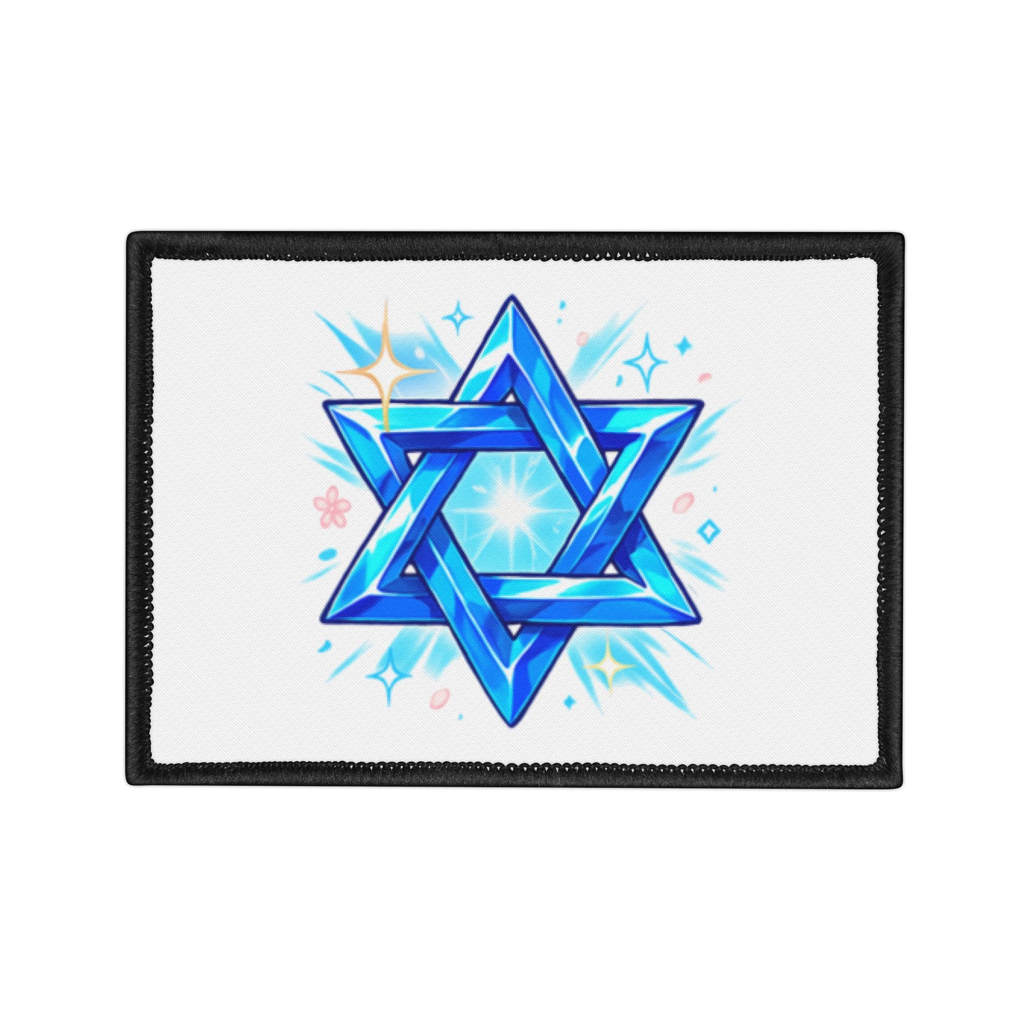 Star of David Iron-On Patch — Sparkling Blue Judaica Patch for Jackets & Bags
