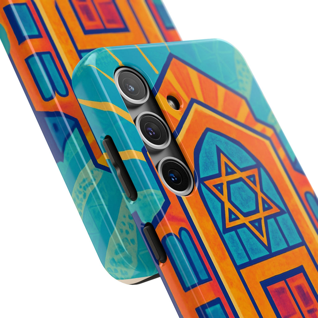Jewish Synagogue Art Tough Phone Case — Colorful Jewish Community Design
