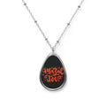 Mazal Tov Oval Necklace — Silver Teardrop Pendant with Celebration Script