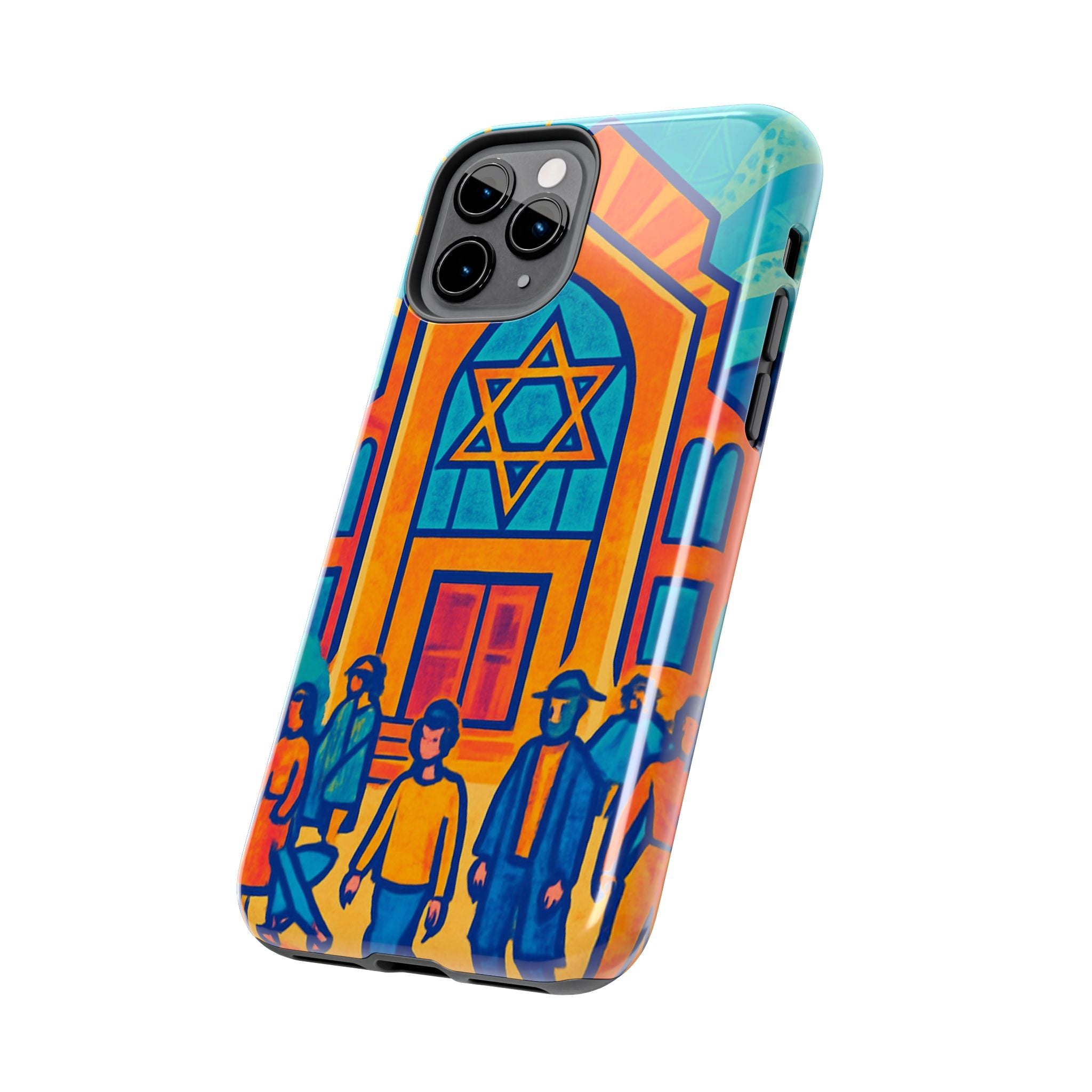 Jewish Synagogue Art Tough Phone Case — Colorful Jewish Community Design