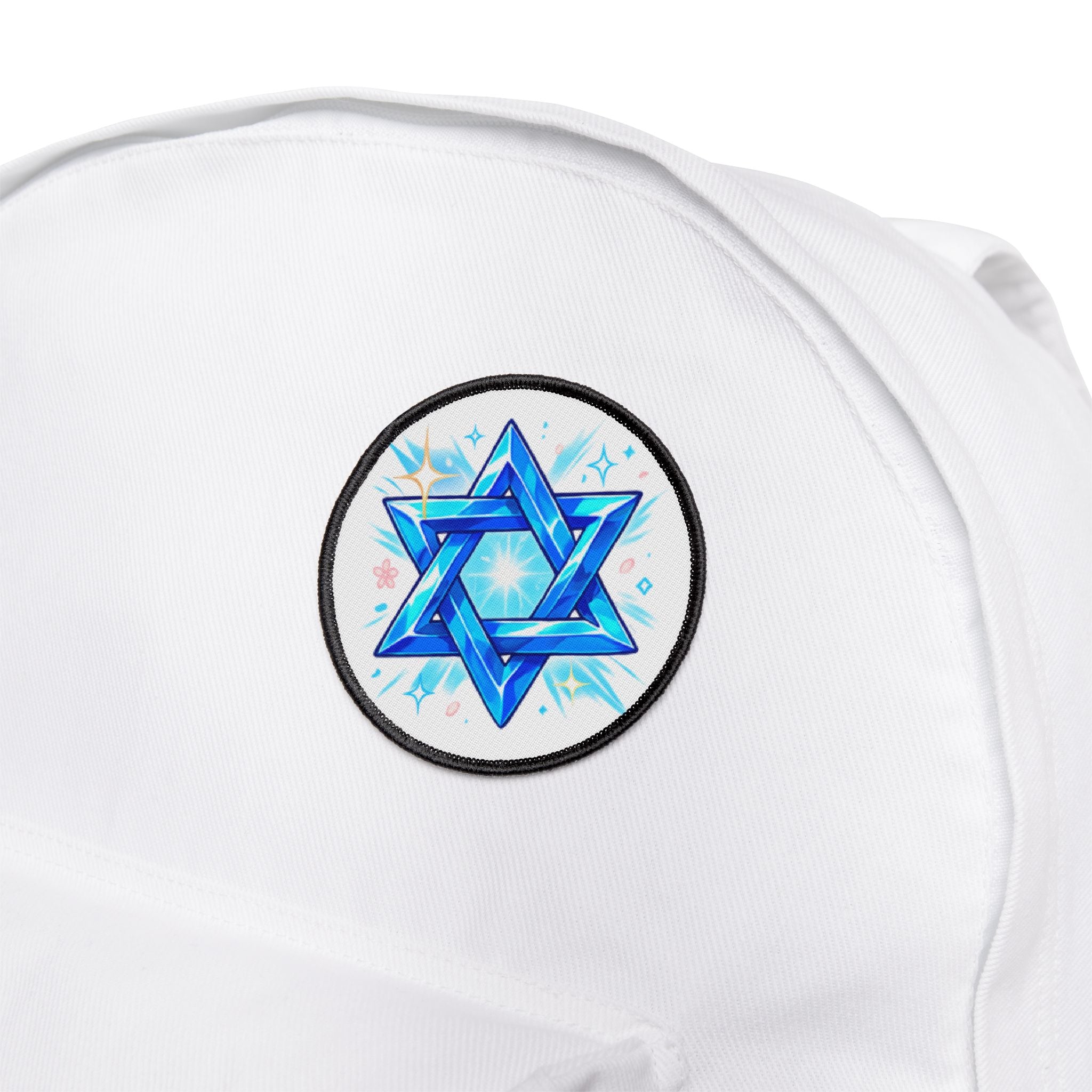 Star of David Iron-On Patch — Sparkling Blue Judaica Patch for Jackets & Bags