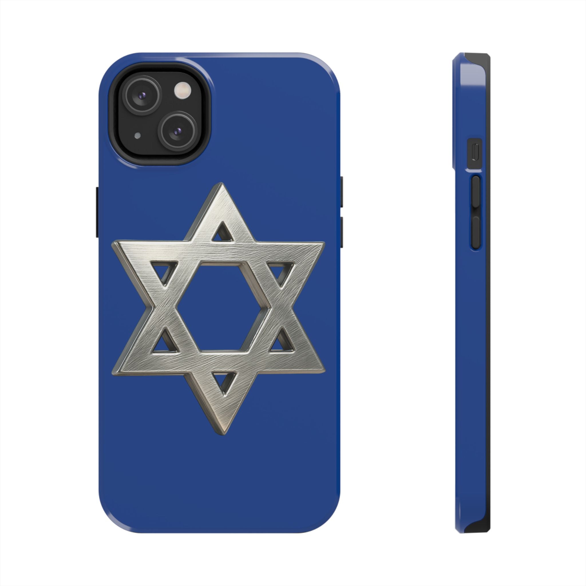 Jewish Blue Phone Case with Silver Star of David – Tough Protective Jewish Religious Design
