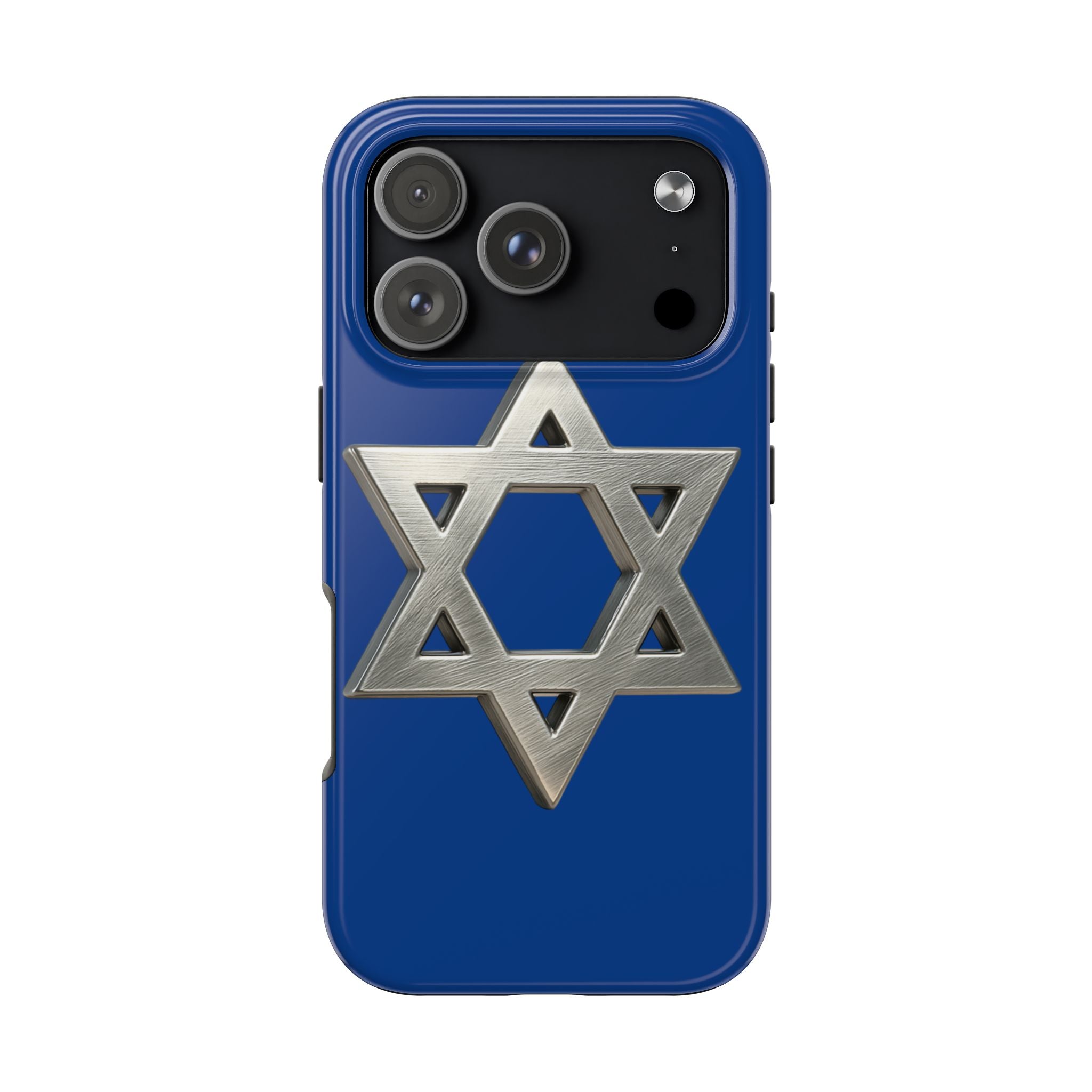 Jewish Blue Phone Case with Silver Star of David – Tough Protective Jewish Religious Design