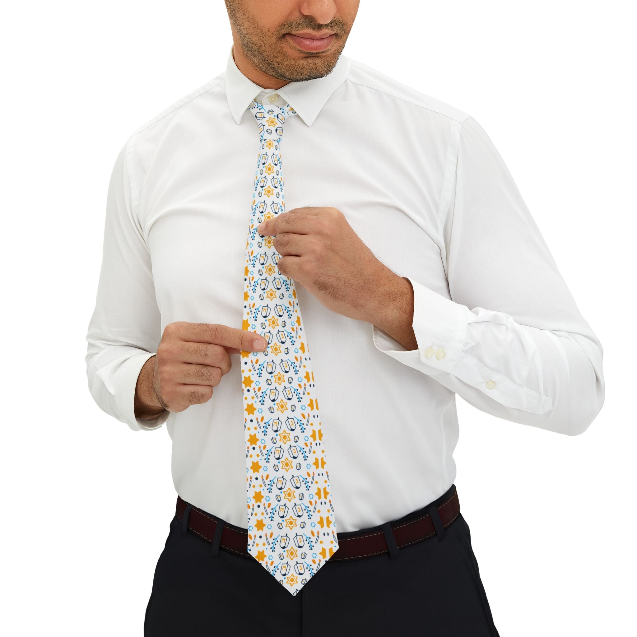 Floral Spring Necktie — Yellow & Blue Ditsy Floral Pattern for Weddings & Casual Wear