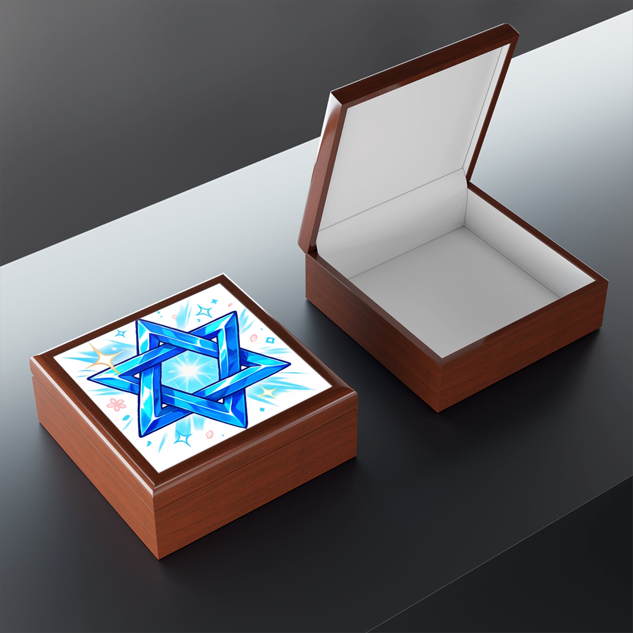 Star of David Jewelry Box — Blue Gem Keepsake Box for Hanukkah & Jewish Celebrations