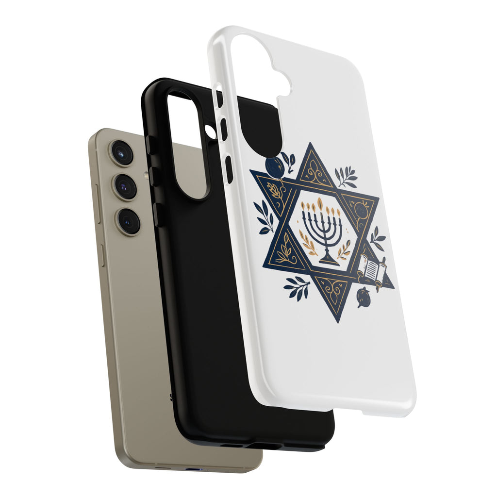 Jewish Star of David Menorah Phone Case — Jewish Hanukkah Symbol Protective Cover