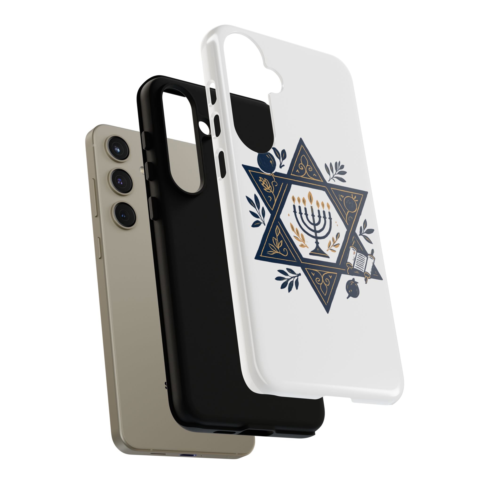 Jewish Star of David Menorah Phone Case — Jewish Hanukkah Symbol Protective Cover