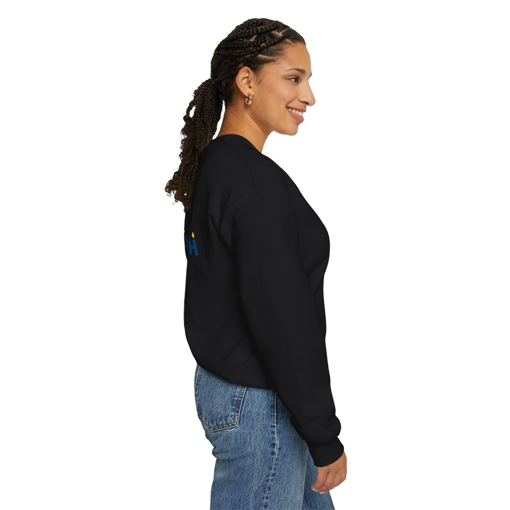 Hanukkah Crewneck Sweatshirt — Menorah, Dreidel & ‘Happy Hanukkah’ Holiday Sweater