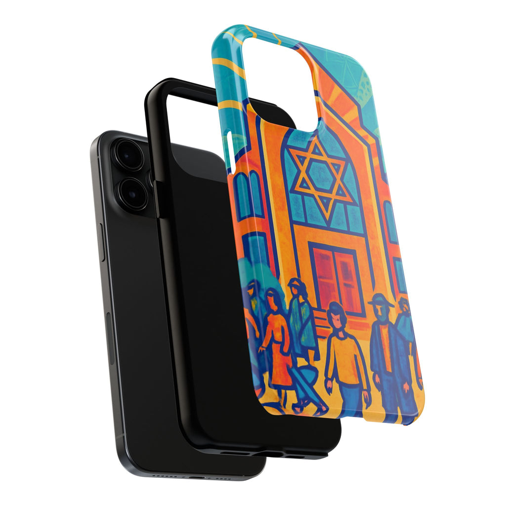 Jewish Synagogue Art Tough Phone Case — Colorful Jewish Community Design