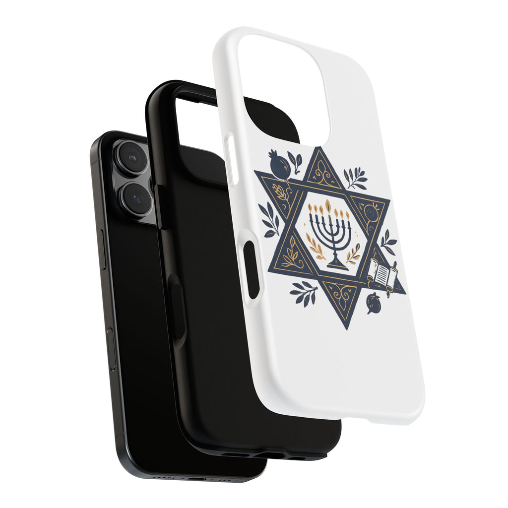 Jewish Star of David Menorah Phone Case — Jewish Hanukkah Symbol Protective Cover