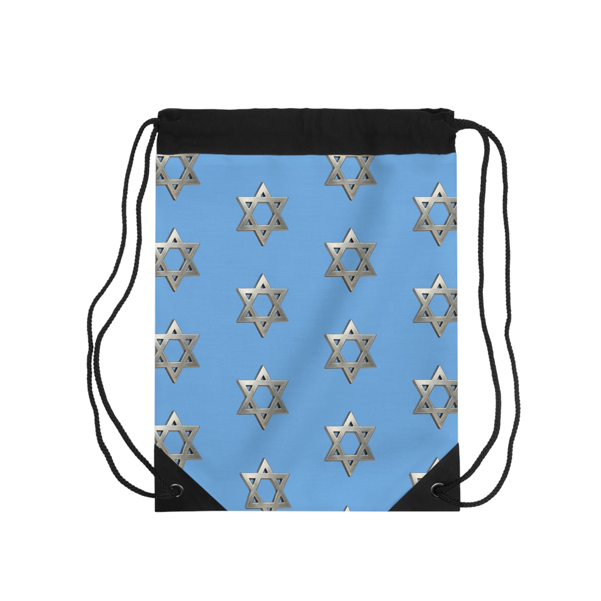 Blue & Silver Star of David Drawstring Bag