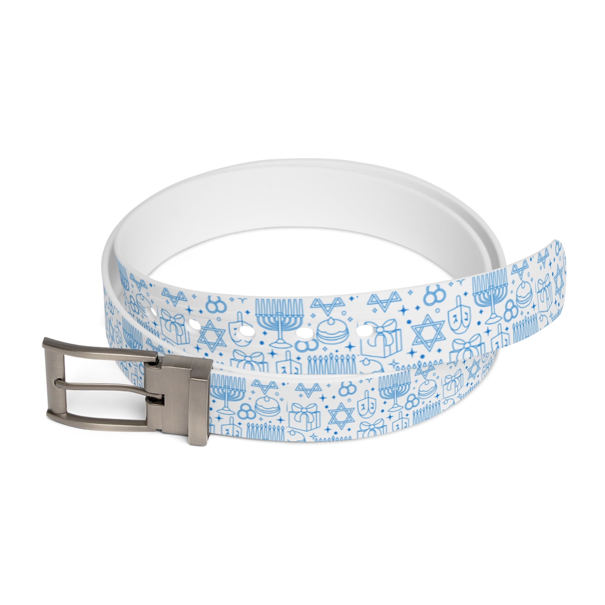 Light Blue Floral Pattern Belt — Casual Denim Accessory