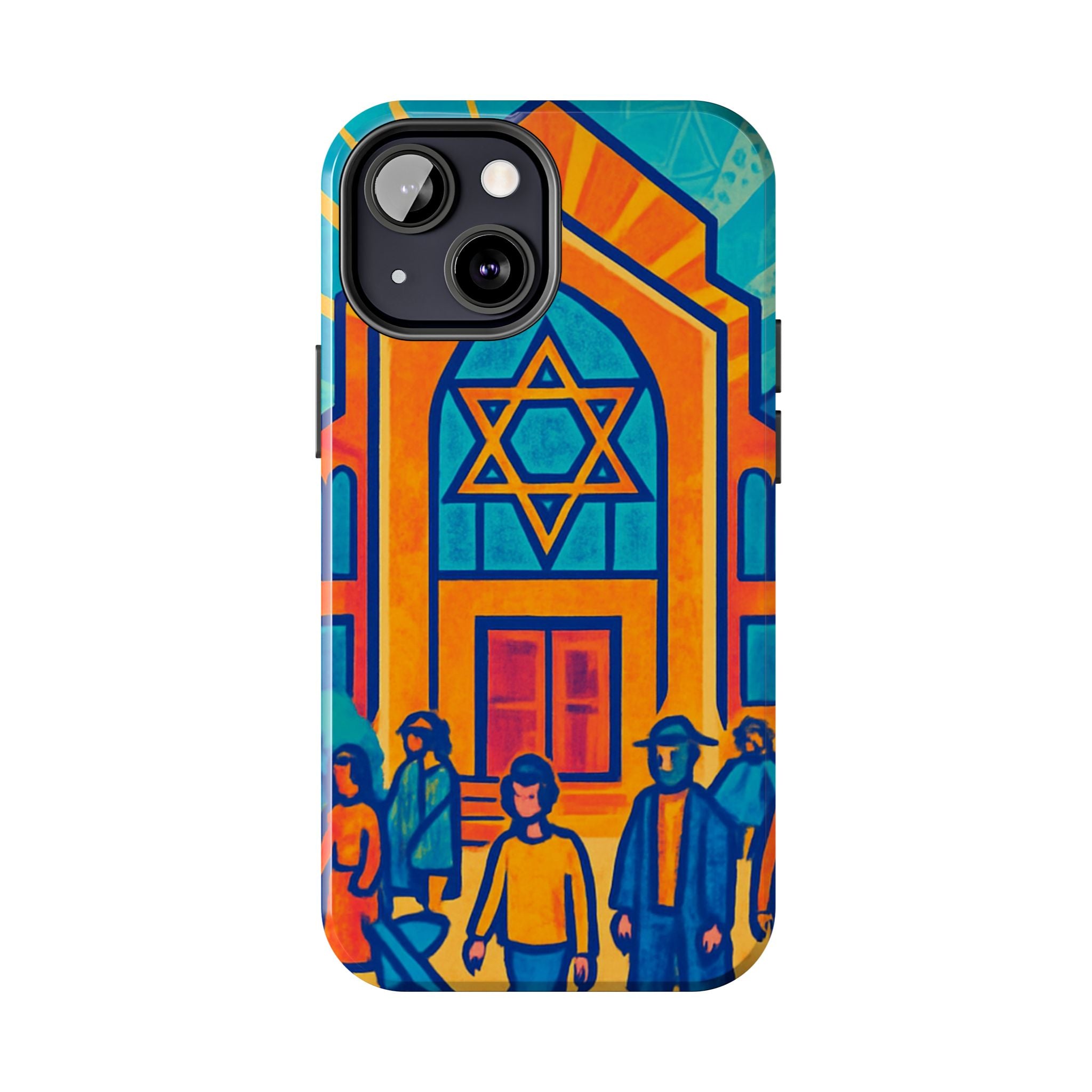 Jewish Synagogue Art Tough Phone Case — Colorful Jewish Community Design