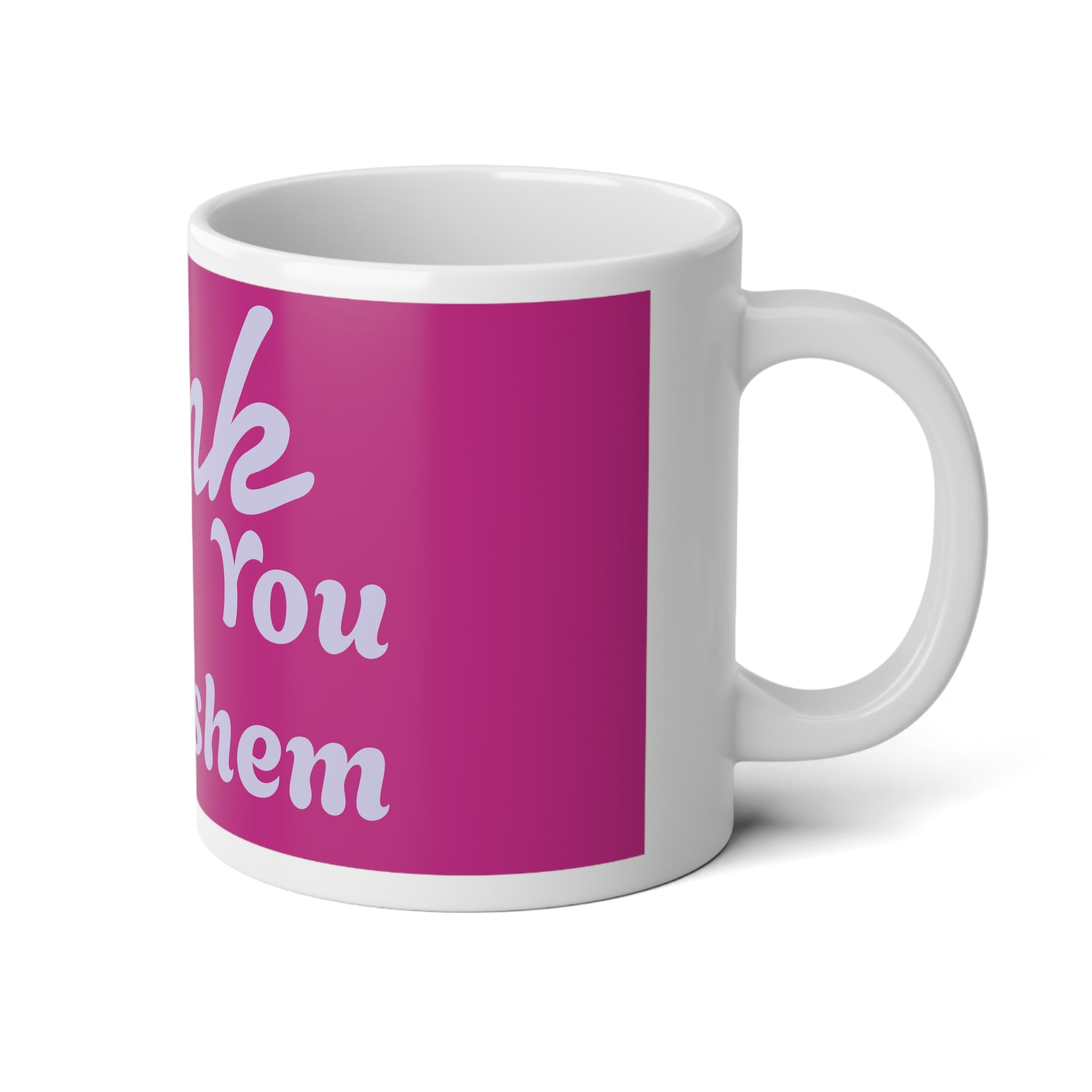 Thank You Hashem 20oz Jumbo Mug — Pink Religious Gratitude Coffee Cup