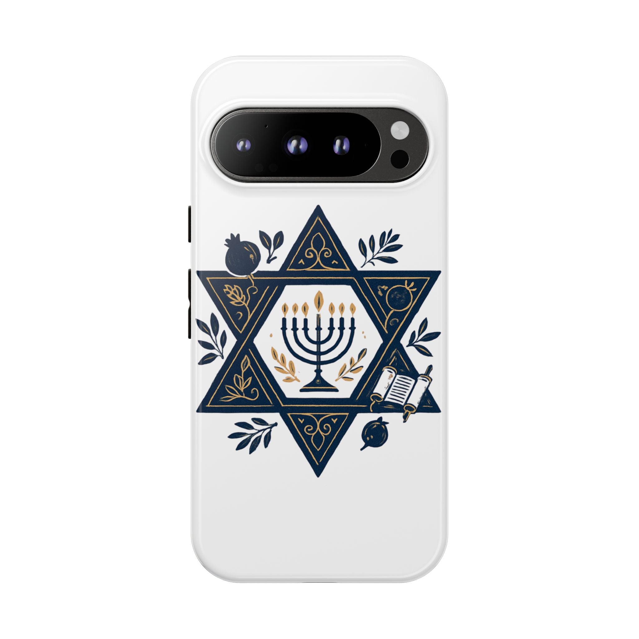Jewish Star of David Menorah Phone Case — Jewish Hanukkah Symbol Protective Cover