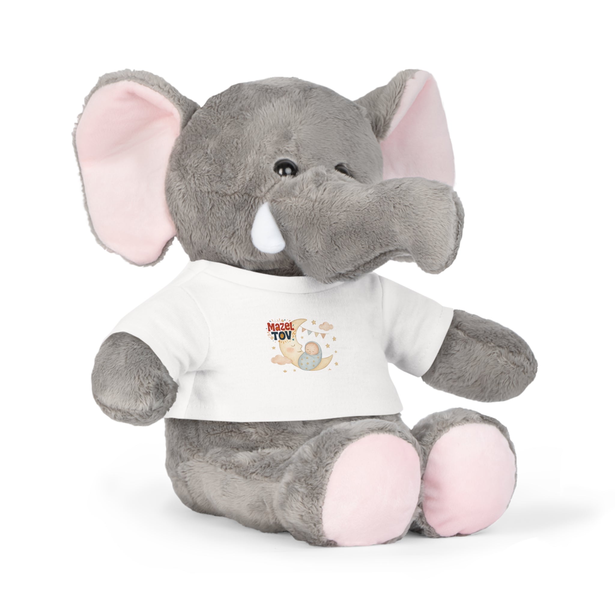 Baby Shower Plush Bear with "Mazel Tov" T‑Shirt — Newborn Gift