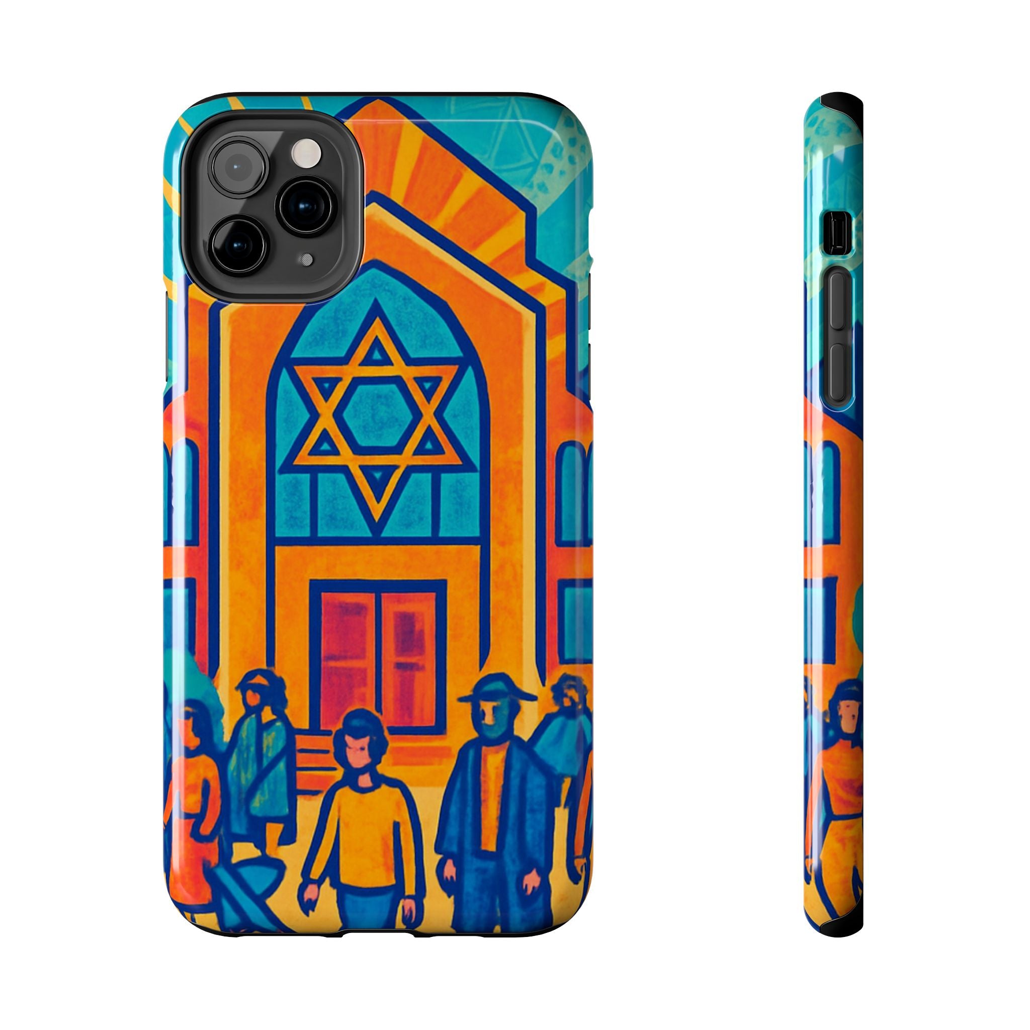 Jewish Synagogue Art Tough Phone Case — Colorful Jewish Community Design