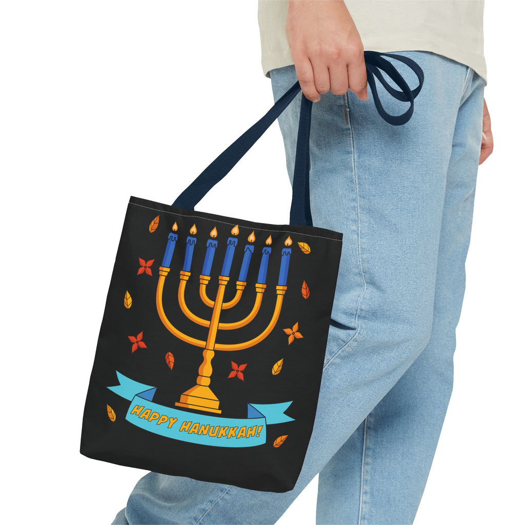 Hanukkah Menorah Tote Bag – "Happy Hanukkah" Holiday Gift Tote