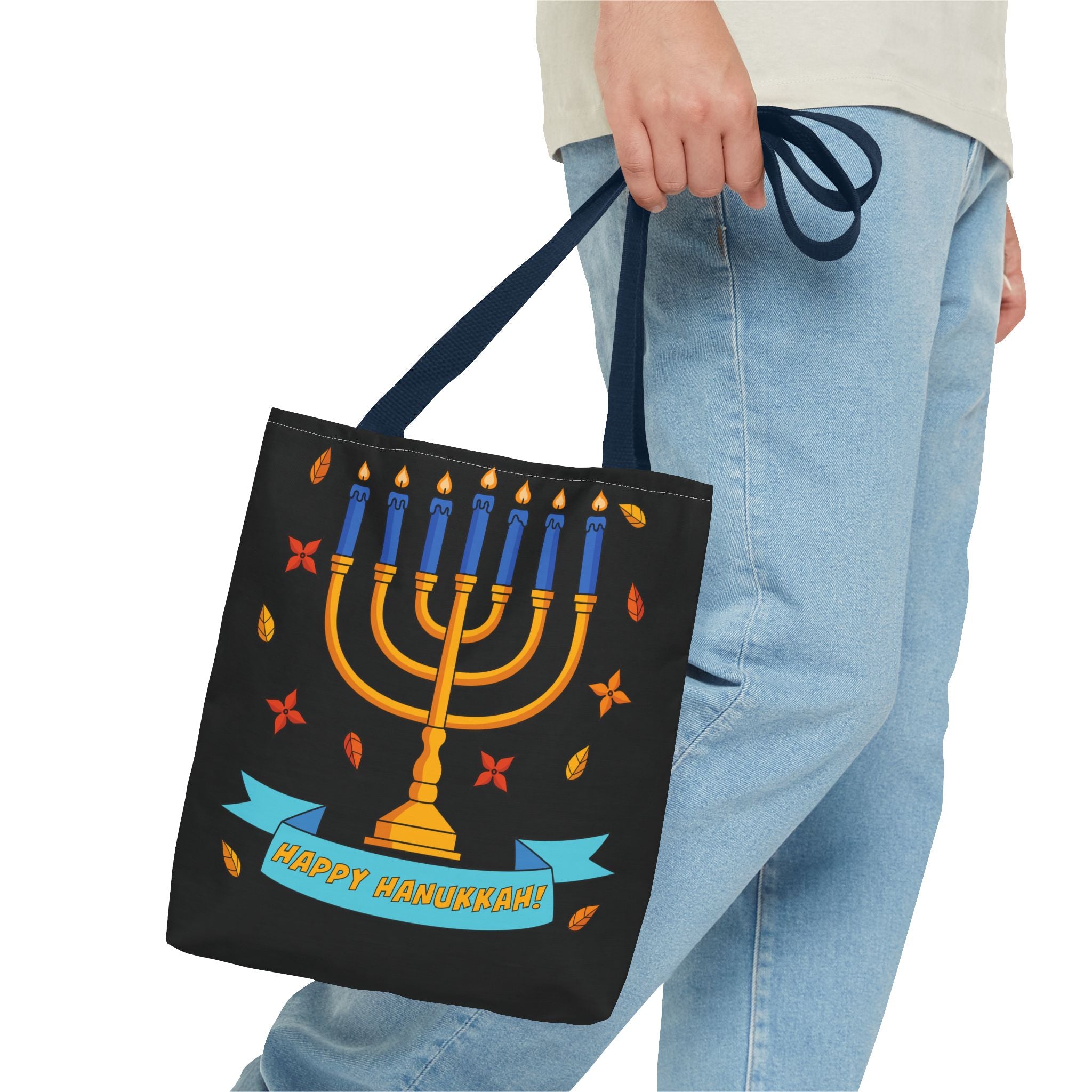 Hanukkah Menorah Tote Bag – "Happy Hanukkah" Holiday Gift Tote