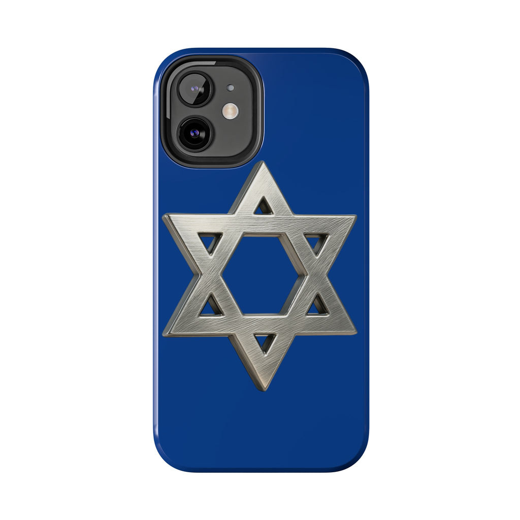 Jewish Blue Phone Case with Silver Star of David – Tough Protective Jewish Religious Design