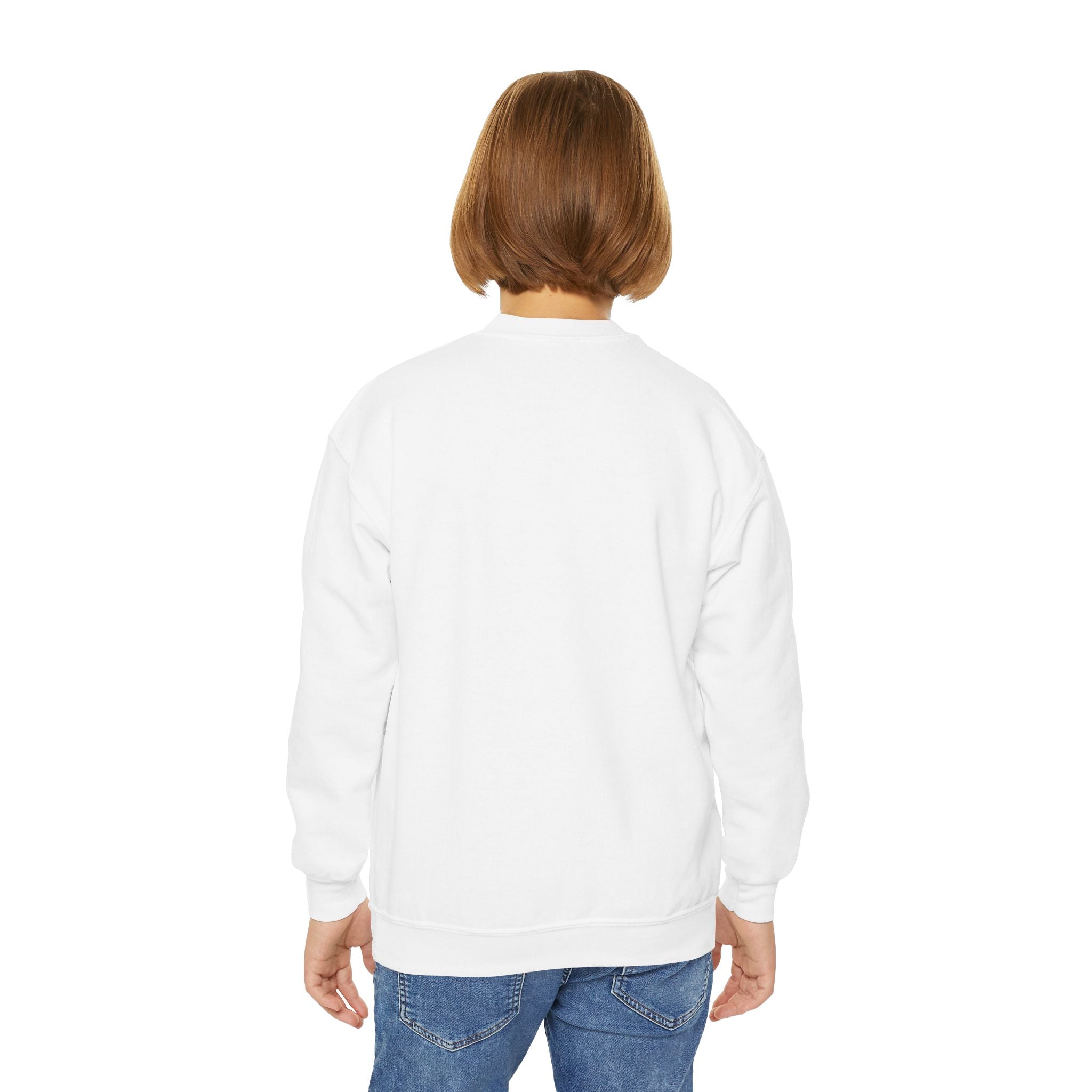 Happy Chanukah Youth Crewneck Sweatshirt — Menorah & Dreidel Holiday Sweater