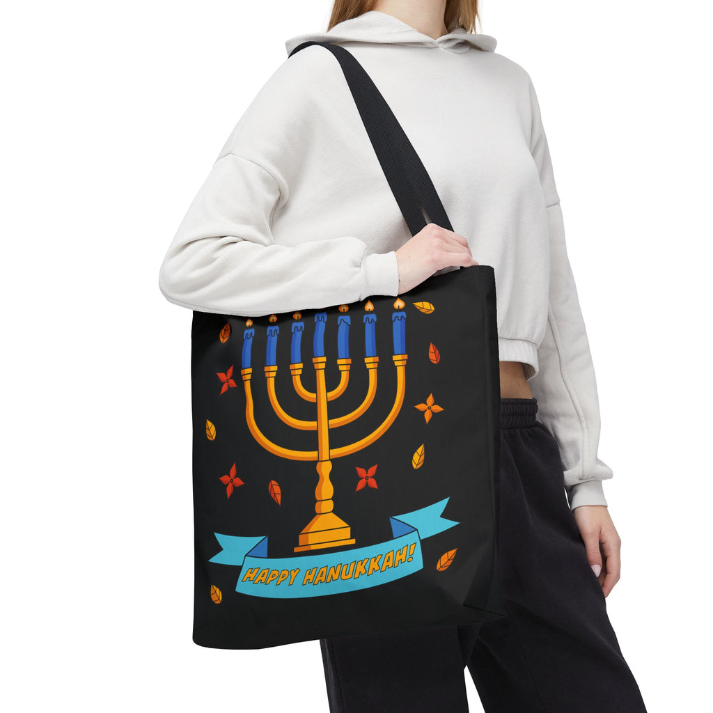 Hanukkah Menorah Tote Bag – "Happy Hanukkah" Holiday Gift Tote