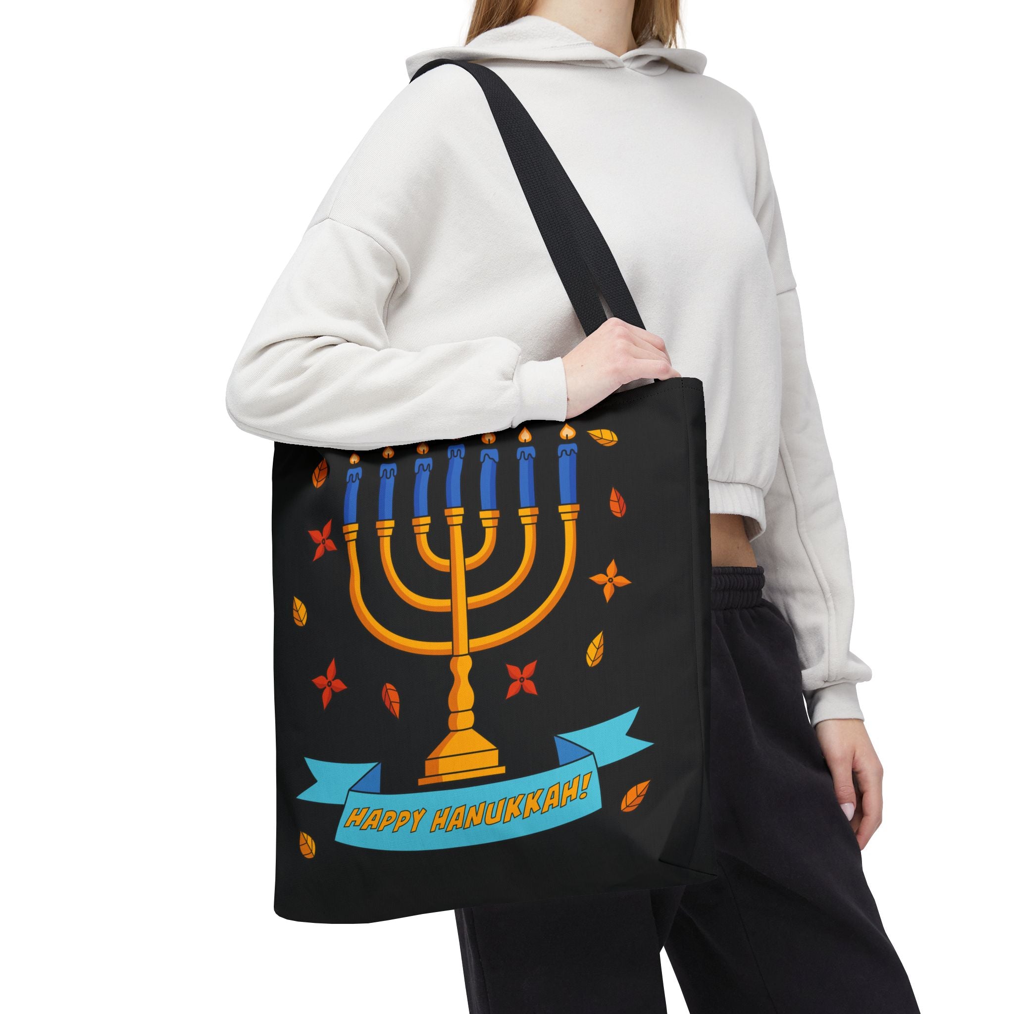 Hanukkah Menorah Tote Bag – "Happy Hanukkah" Holiday Gift Tote