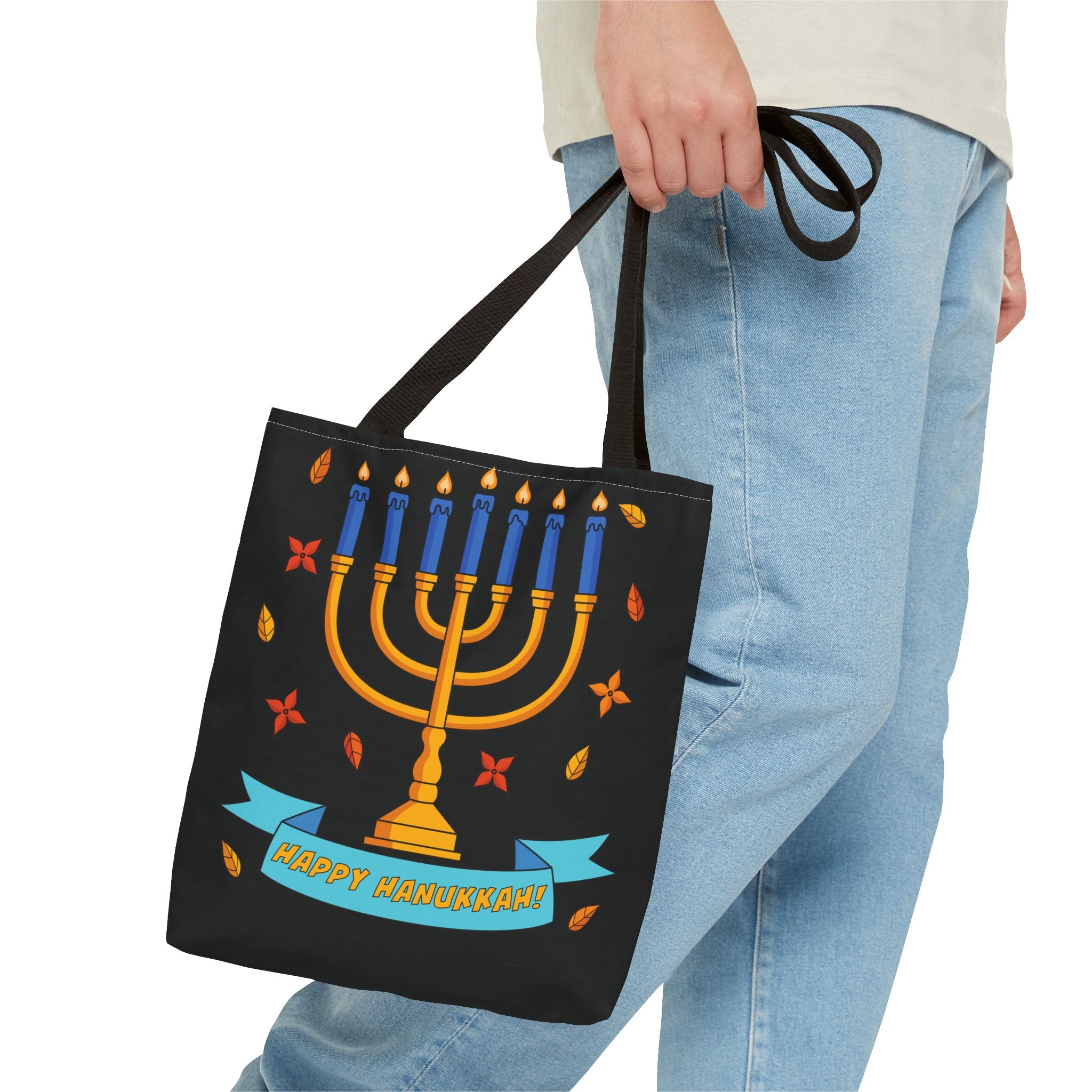 Hanukkah Menorah Tote Bag – "Happy Hanukkah" Holiday Gift Tote