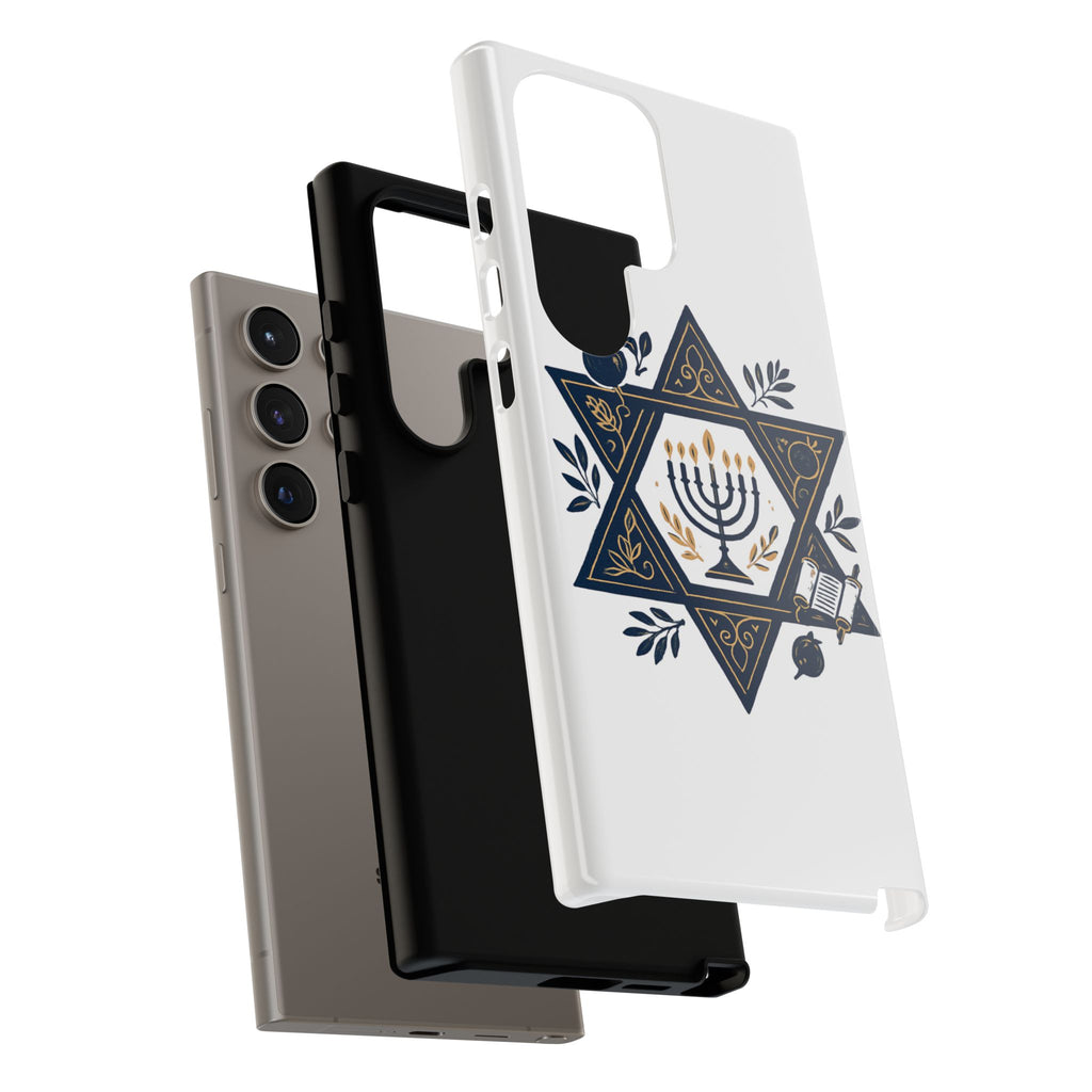 Jewish Star of David Menorah Phone Case — Jewish Hanukkah Symbol Protective Cover