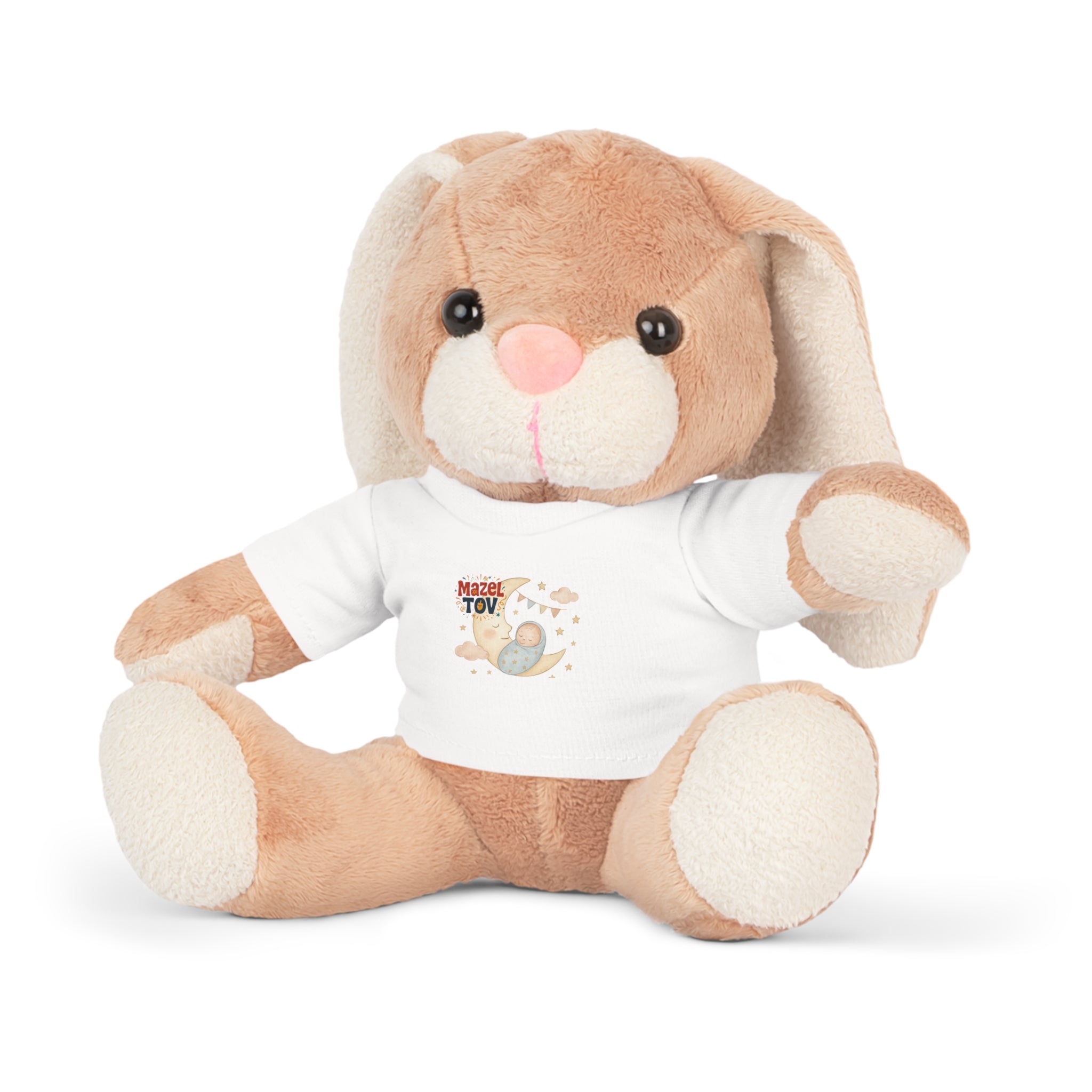Baby Shower Plush Bear with "Mazel Tov" T‑Shirt — Newborn Gift