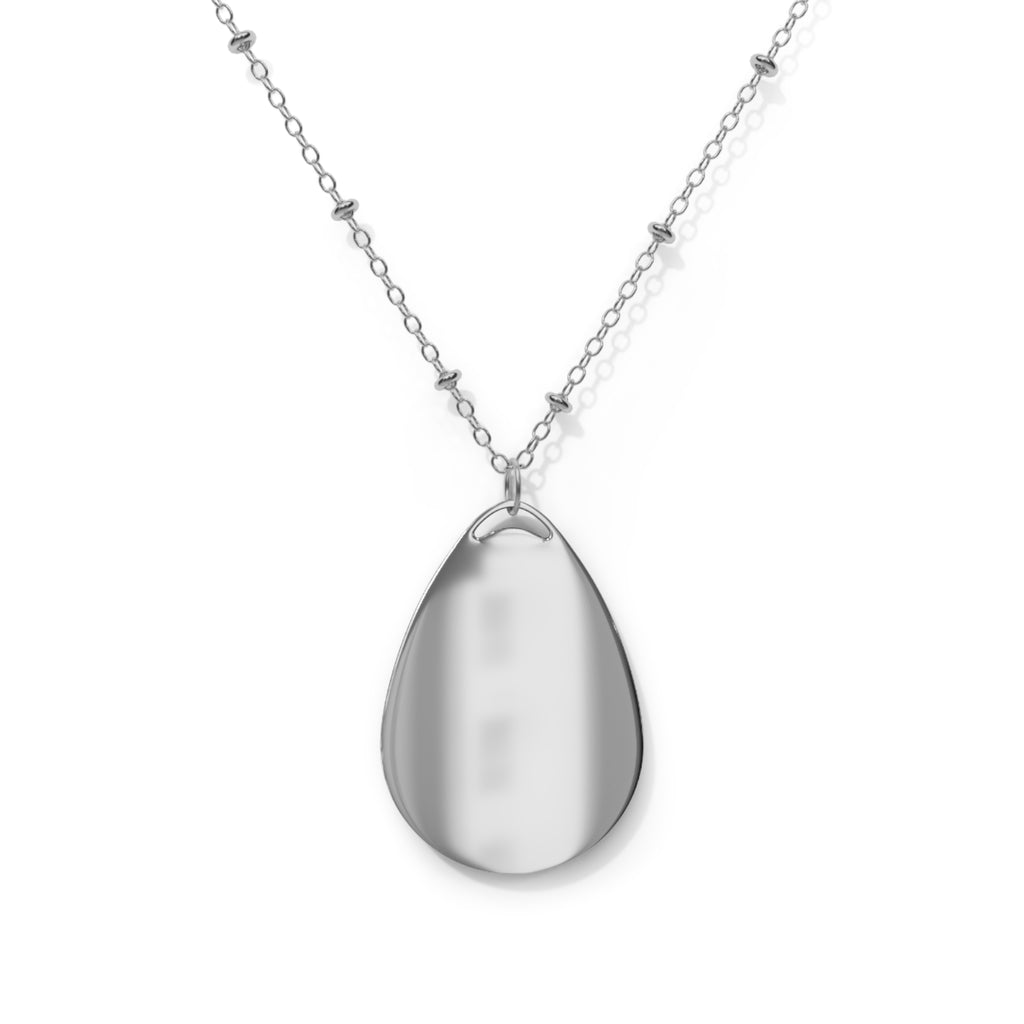 Mazal Tov Oval Necklace — Silver Teardrop Pendant with Celebration Script