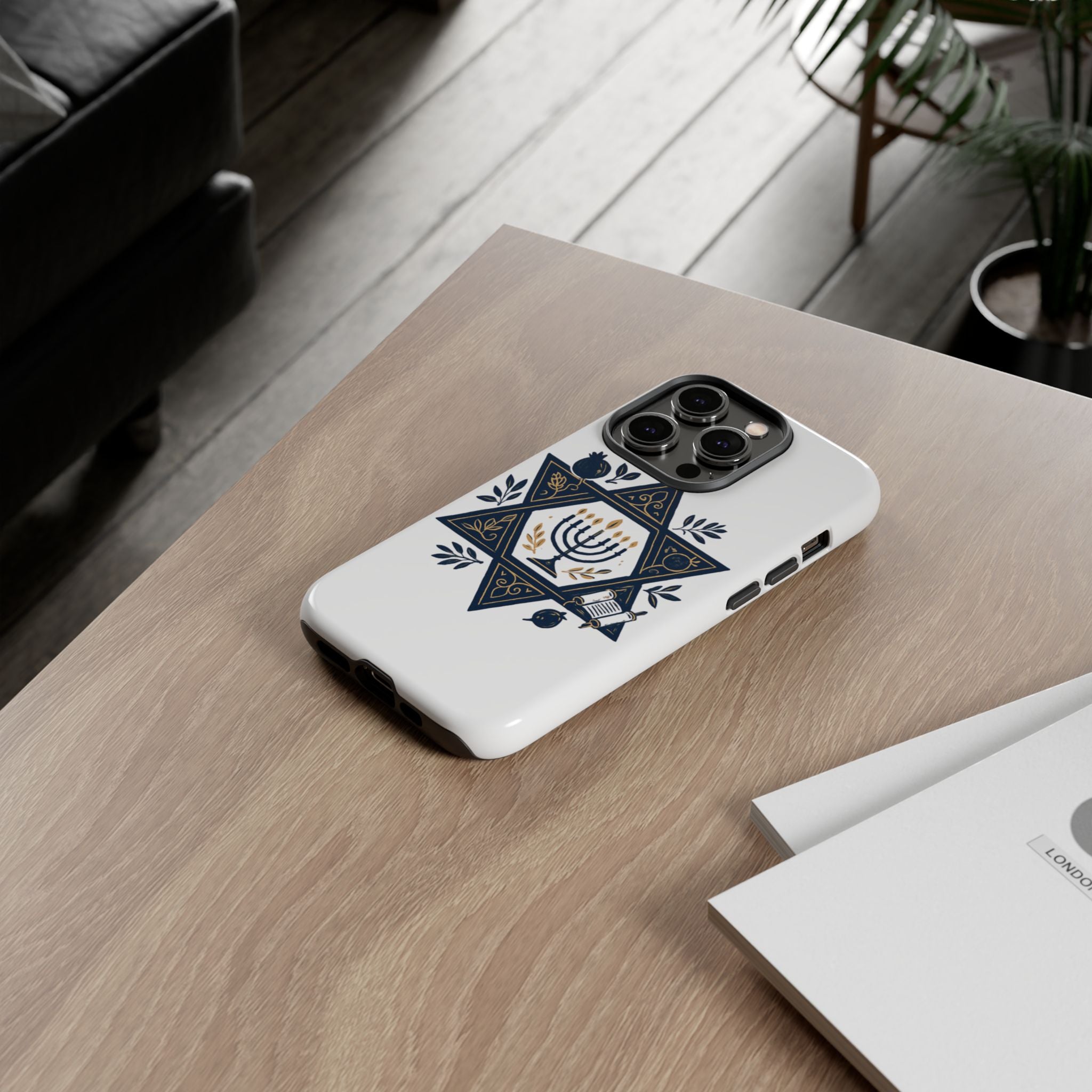 Jewish Star of David Menorah Phone Case — Jewish Hanukkah Symbol Protective Cover