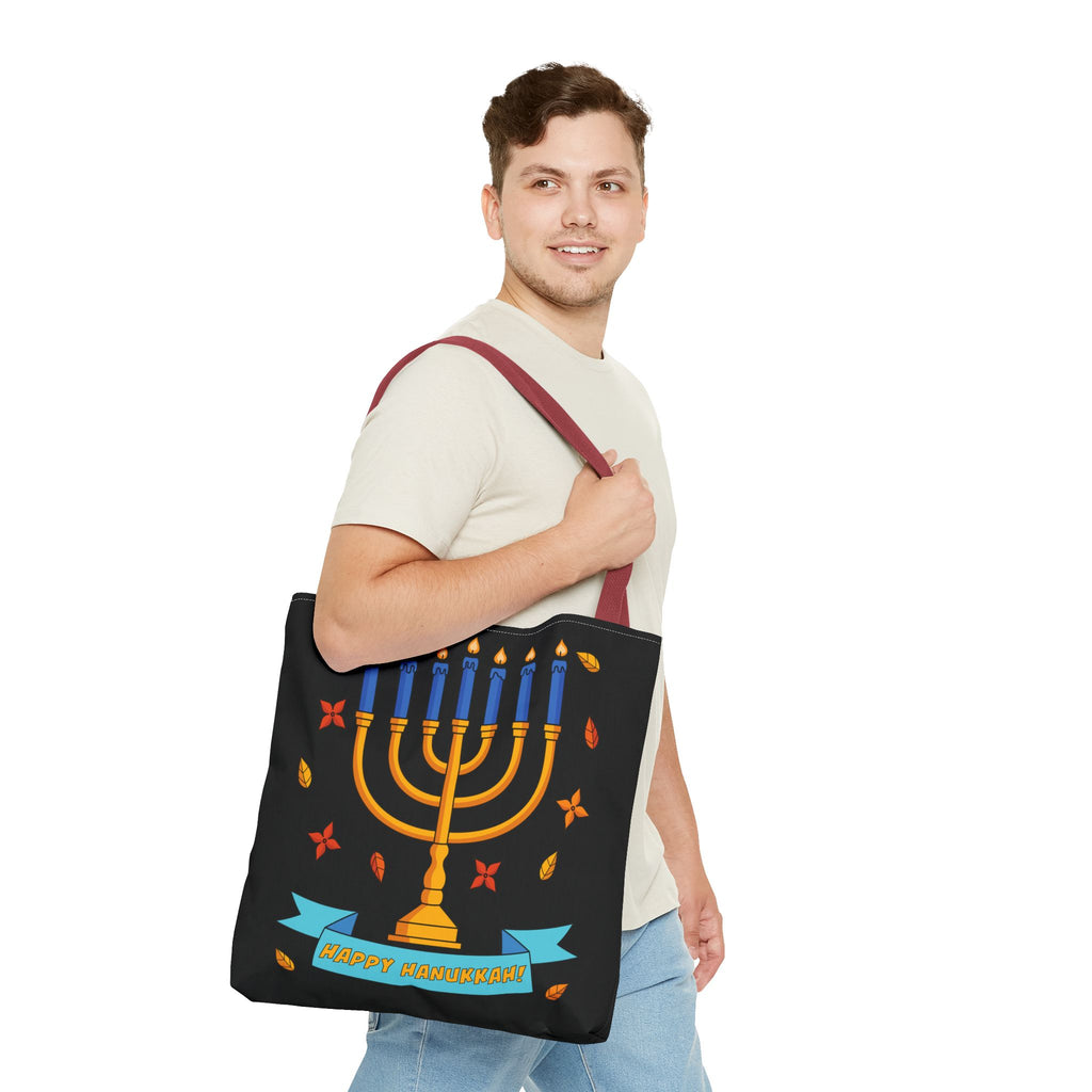 Hanukkah Menorah Tote Bag – "Happy Hanukkah" Holiday Gift Tote
