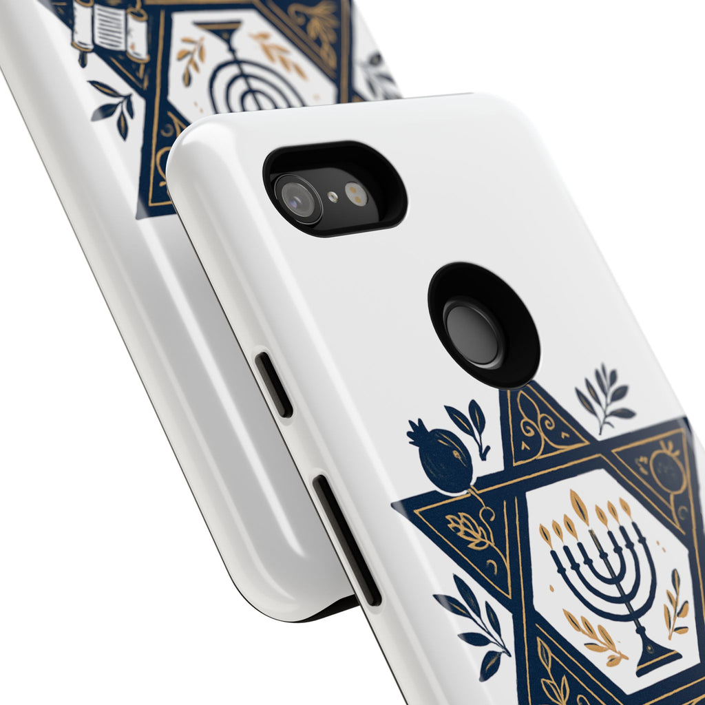 Jewish Star of David Menorah Phone Case — Jewish Hanukkah Symbol Protective Cover