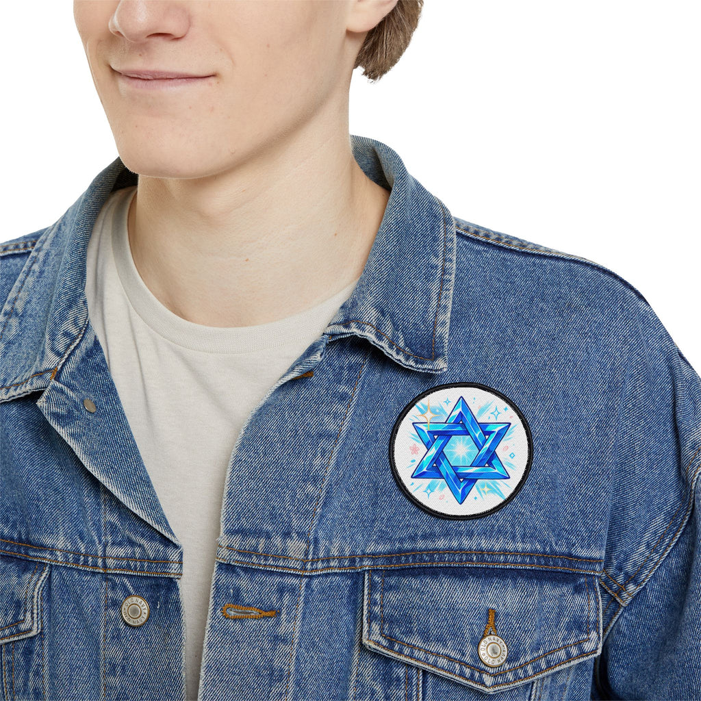 Star of David Iron-On Patch — Sparkling Blue Judaica Patch for Jackets & Bags