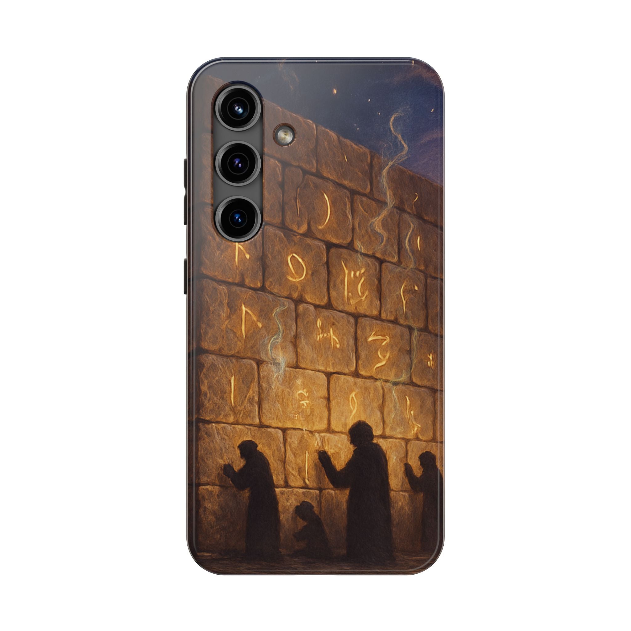 Jewish western Wall Illustration Phone Case — Prayer Silhouettes, Jerusalem Religious Art