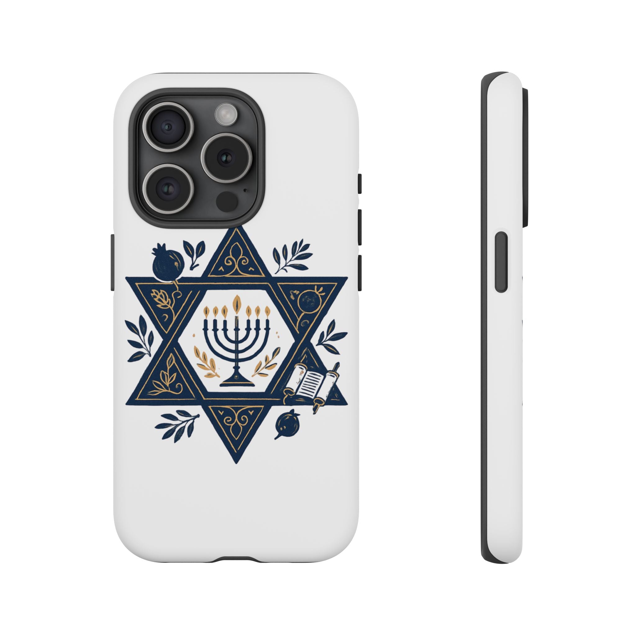 Jewish Star of David Menorah Phone Case — Jewish Hanukkah Symbol Protective Cover