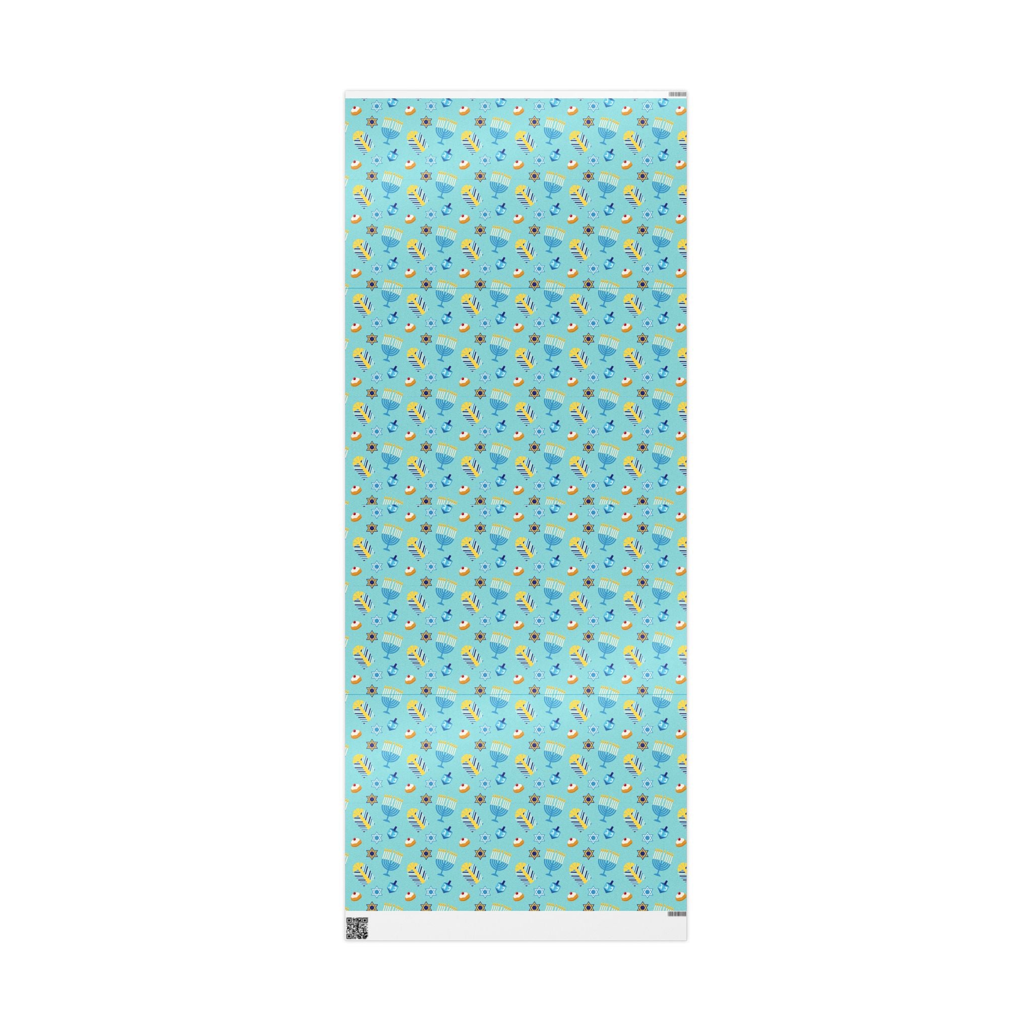 Hanukkah Wrapping Paper Roll – Blue Dreidels, Stars & Sufganiyot Gift Wrap