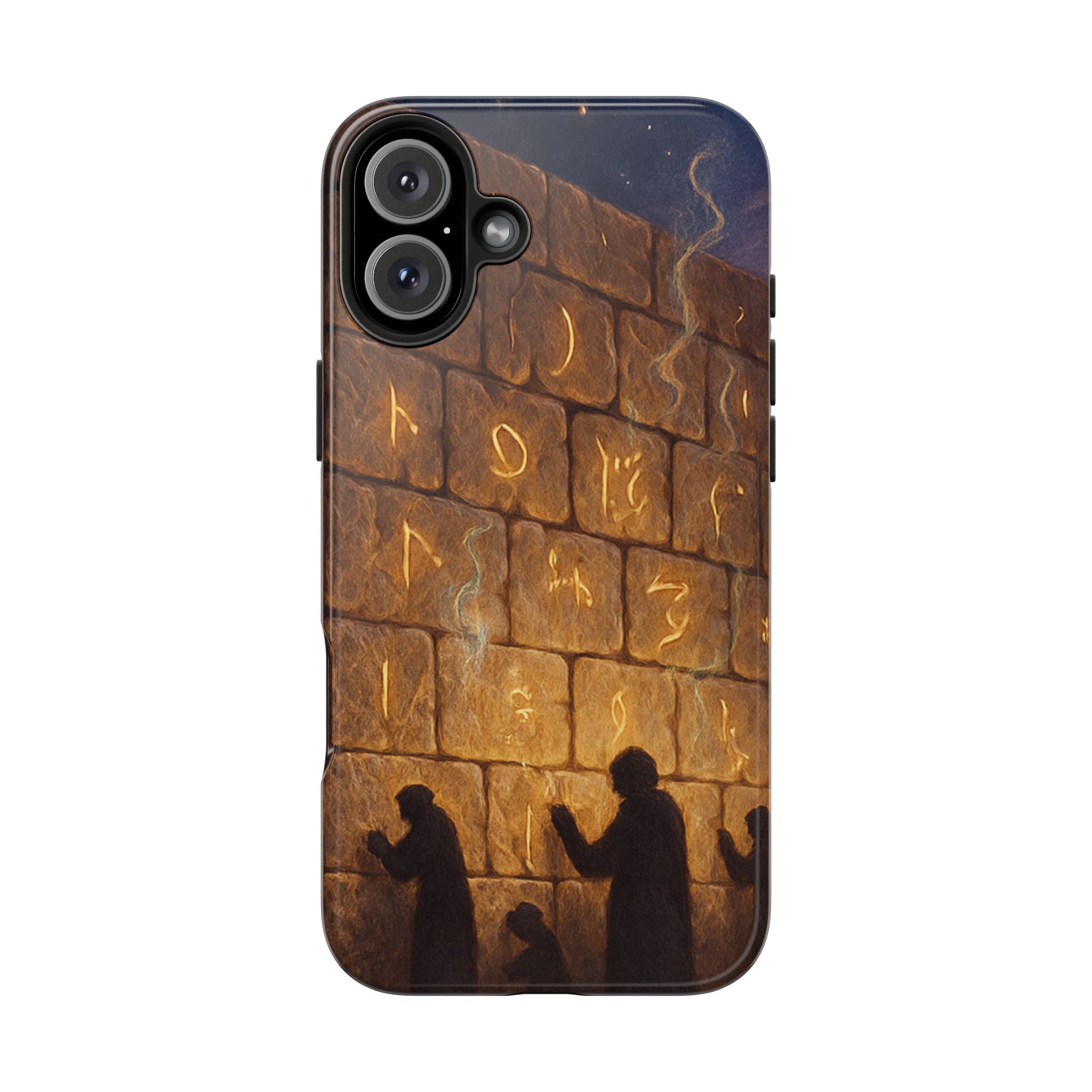 Jewish western Wall Illustration Phone Case — Prayer Silhouettes, Jerusalem Religious Art