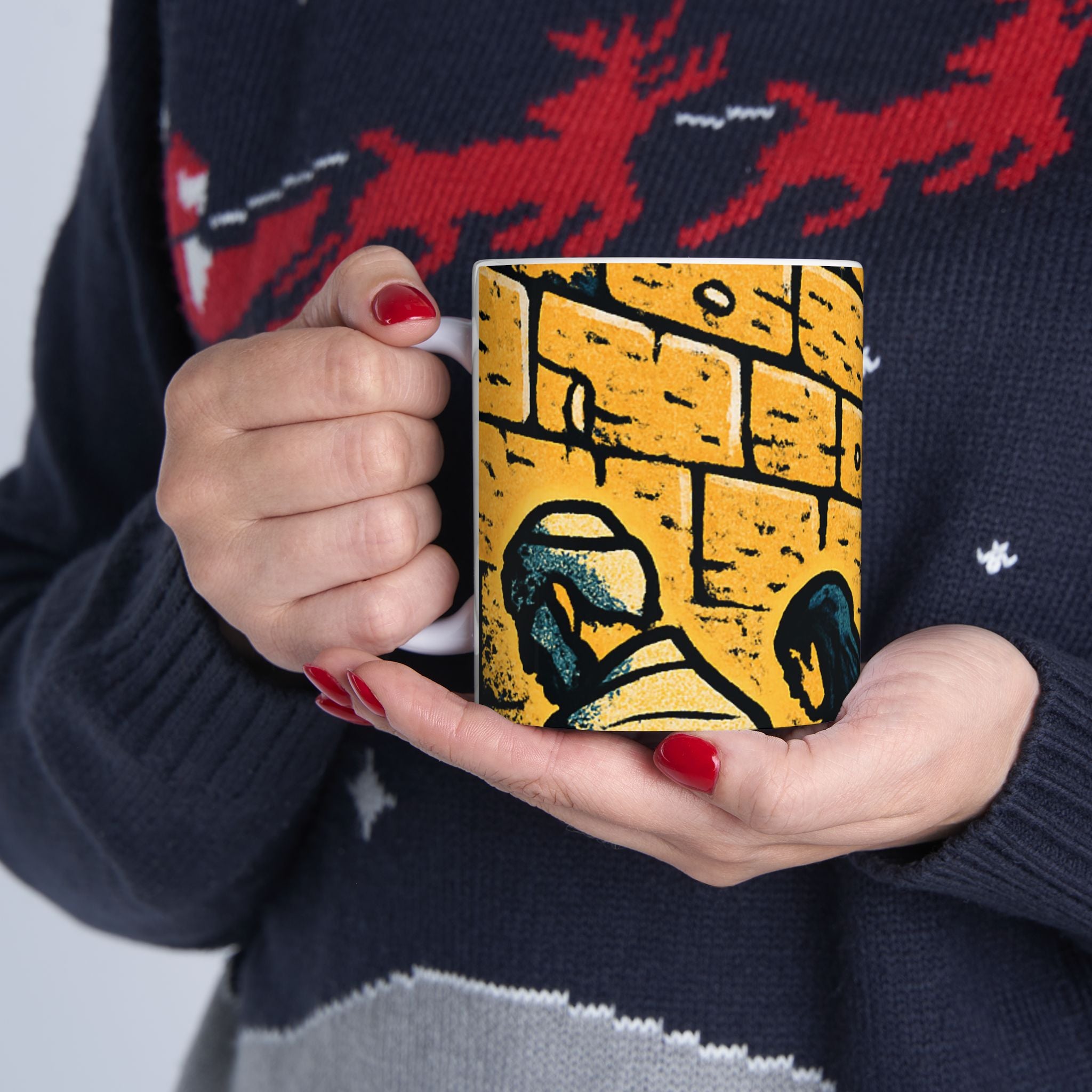 Western Wall Ceramic Mug — Jewish Jerusalem Kotel Design (11oz & 15oz)