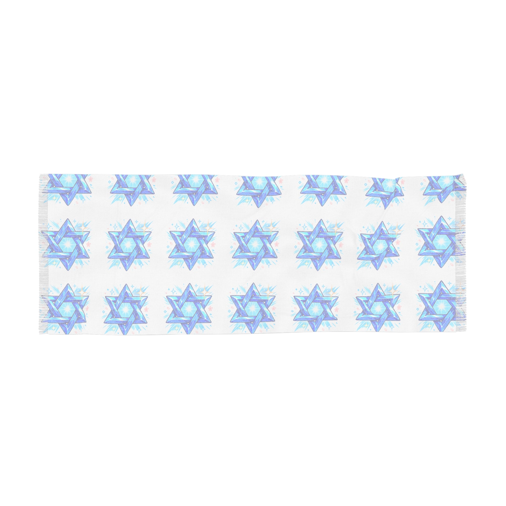 Star of David Light Scarf — Blue Hanukkah Prayer Shawl