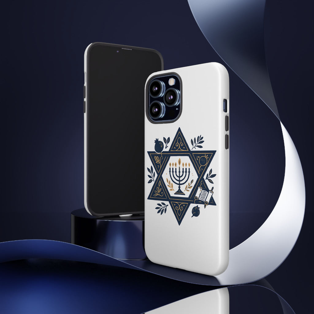 Jewish Star of David Menorah Phone Case — Jewish Hanukkah Symbol Protective Cover