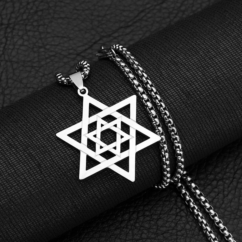 Jewish Six-pointed Star Edge Symbol Pendant Necklace