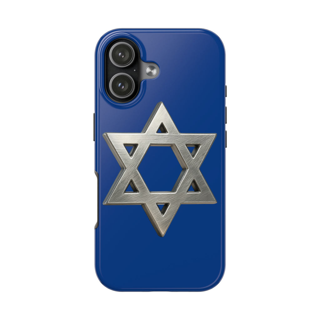 Jewish Blue Phone Case with Silver Star of David – Tough Protective Jewish Religious Design